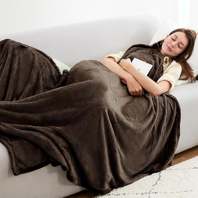 Hansleep Fleece Brown King Blanket, Super Soft Flannel Fuzzy Plush Cozy Blanket for All Seasons, Brown, King 90x108 Inches