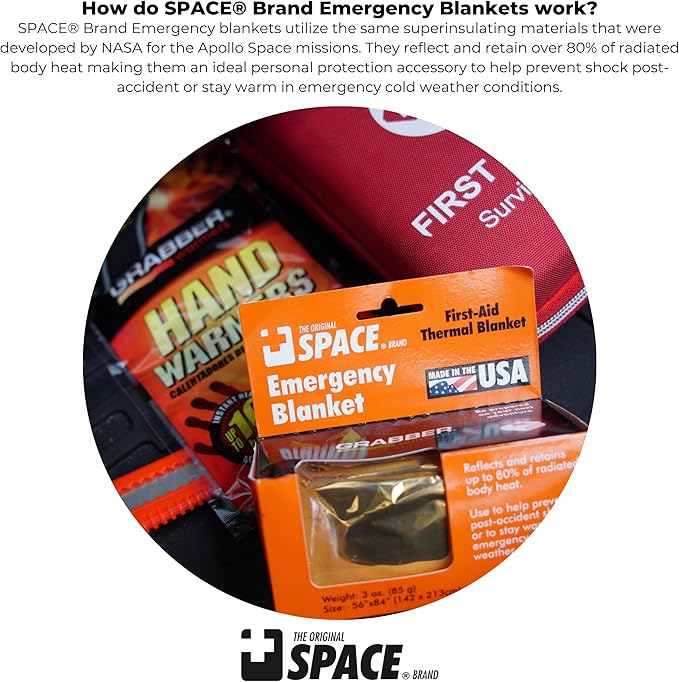Grabber Outdoors The Original Space Brand Emergency Survival Blanket, Silver, 3oz. 56" X 84"