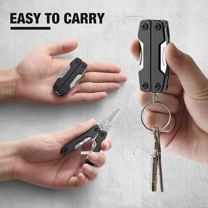 11-in-1 Mini EDC Multitool - Scissors, Pocket Knife, Keychain, Bottle Opener and Screwdriver, Stainless Steel EDC Multitool for Outdoor Camping Survival, Hiking, Simple Repair