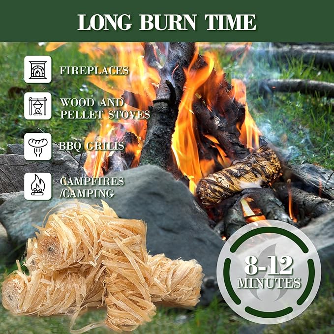 110PCS Fire Starter-Natural Fire Starters for Campfires, BBQ, Fireplaces, Barbecues, Chimneys, Fire Starters for Pizza Ovens, Fireplaces, Grills and Other Scenarios, Charcoal Starters