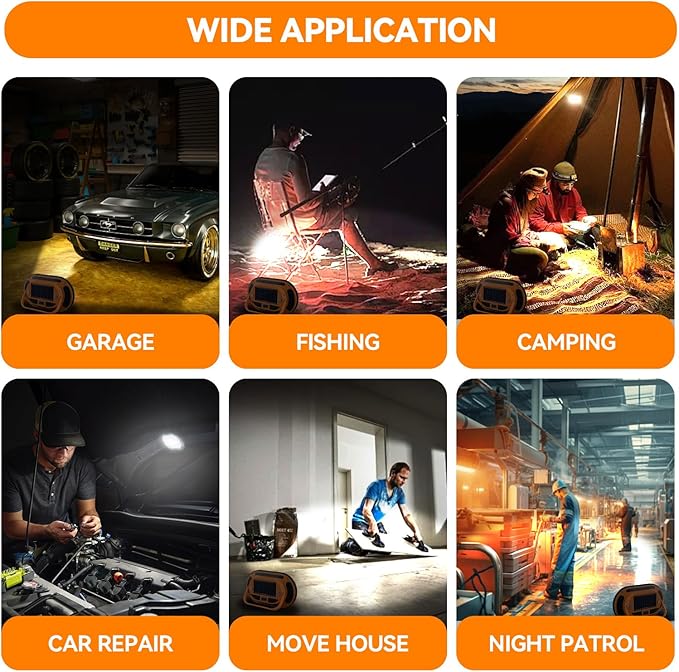 Multifunction Mini 3.74"x2.36" Rechargeable Work Light Solar Magnetic Portable Flood Light with Rotatable Stand 4 Mode Waterproof LED Work Light for Camping Garage Outdoor Emergency Power Bank