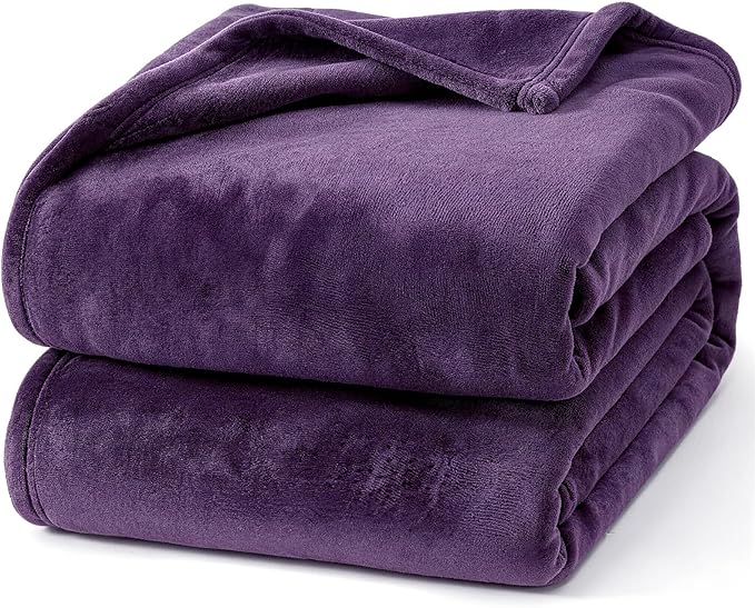 Hansleep Fleece Queen Blanket for Bed Fleece Purple, Queen Size Super Soft Flannel Fuzzy Plush Cozy Blanket for All Seasons, Purple, Queen 90x90 Inches