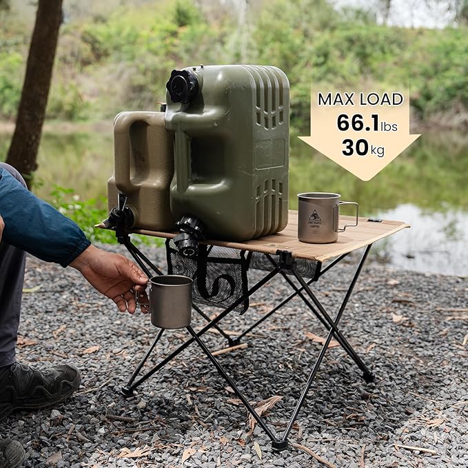 ONETIGRIS Foldable Camping Table, Lightweight Portable Table Sturdy & Quick Setup, Holds Up to 66 lbs, Perfect for Camping, Hiking, Backpacking, Picnic, Beach, Travel