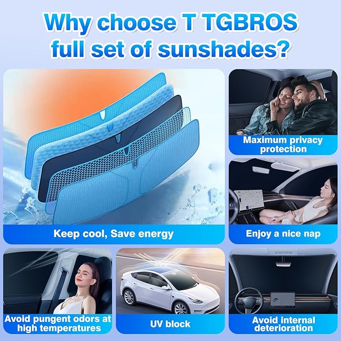 T TGBROS Windshield Sun Shade for Honda Odyssey 2018-2021 2022 2023 2024 Car Window Shades Thicken UV Block and Blackout Privacy Foldable Sunshades 8PCS Accessories Keep Cool Sun Visor Covers