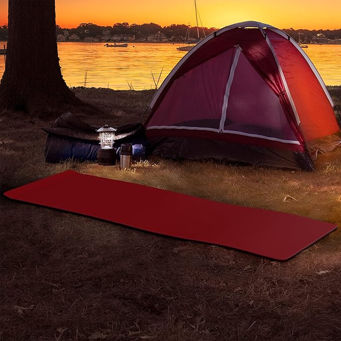 Foam Sleeping Pad - Lightweight 1-Inch Mat for Camping, Cots, Tents, Backpacking, and Yoga - Non-Slip and Waterproof with Handle by Wakeman