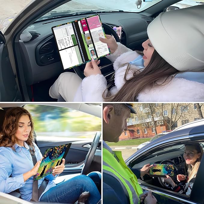 Car Registration and Insurance Holder, with Magnetic Closure for License, Cards and Documents, All Vehicle Needs and Car Accessories (Cat)