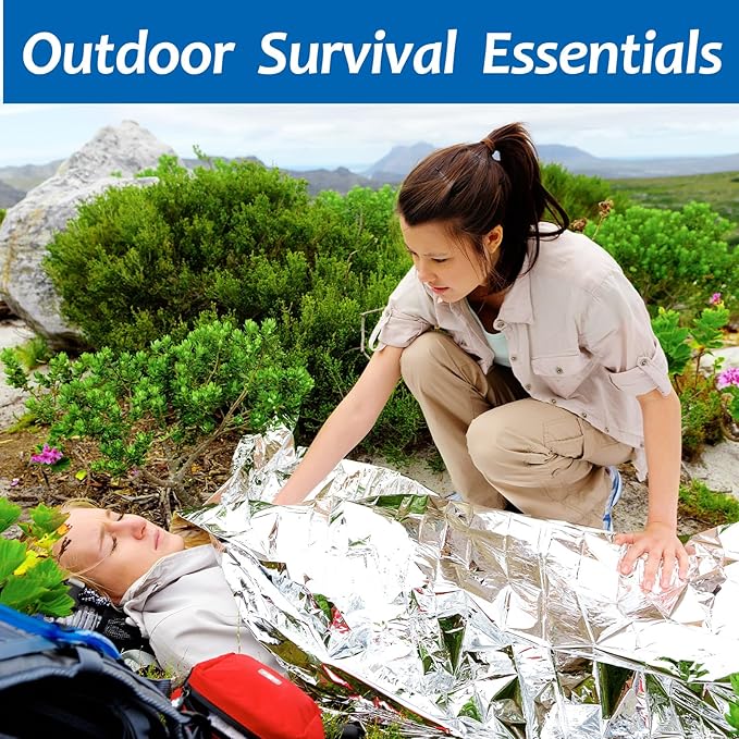 8 Pcs Emergency Mylar Thermal Blanket,High Reflectivity Survival Blanket,Reusable & Waterproof for Outdoor,Camping,Hiking,First Aid,Plant Growth,Garden Greenhouse (Silver)