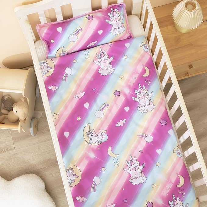 MORAIS Toddler Nap Mat with Pillow and Blanket, 52" x 20" Lightweight and Soft Nap Mat for Preschool, Daycare, Travel Sleeping Bags