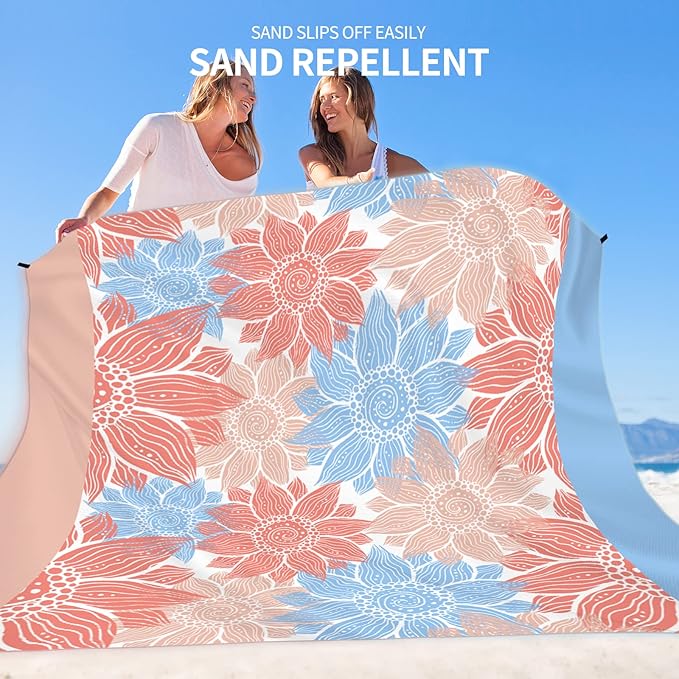 HIHOHO Beach Blanket Waterproof Sandproof Extra Large Beach Mat 79" X 83"/120"x108"for 1-8 Adults Quick Drying Durable Outdoor Picnic Mat for Beach Travel Camping Hiking