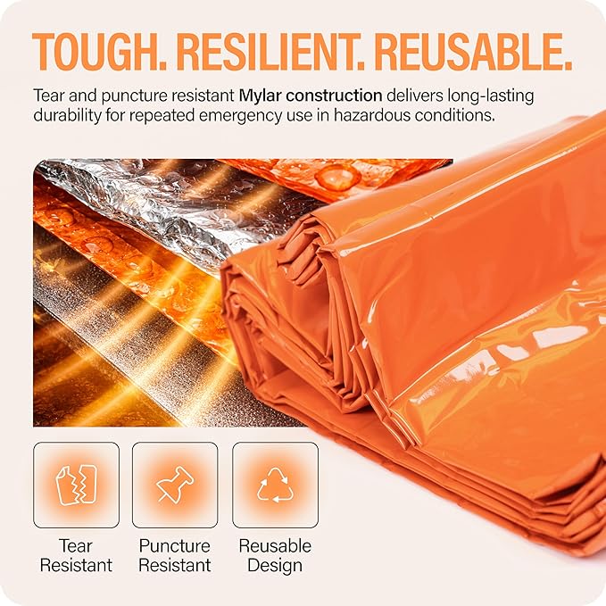 Primacare CB-3684 Emergency Sleeping Bag for Survival – Mylar Blanket/Tent Used for Emergencies, Camping, Hiking, Hunting, Marathons, Outdoors, and Perfect for Medical First Aid Supply Kits, Adult