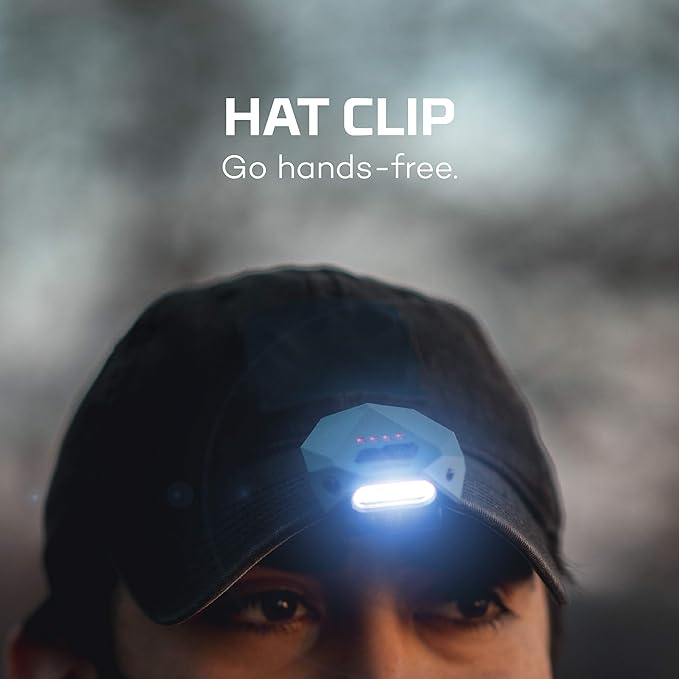NEBO Einstein Rechargeable Cap Light | 50 Lumens, 3 Light Modes, 90 Degree Adjustable Tilt, Compact & Portable, Hands-Free Wave Activated LED Light, Includes Micro-USB Charging Cable.