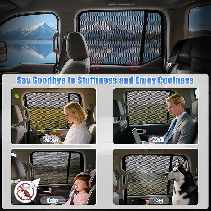 ZATOOTO Car Window Shades Accord 2018-2023 for Rear Window 2Pack car Shades for Back Windows Baby & Pet | Blocks 99% UV Rays & Heat | Breathable Mesh for Privacy & Bug Protection | Camping & Travel