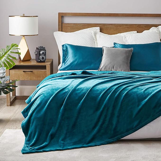 Hansleep Fleece Teal Throw XL Blanket, Super Soft Flannel Fuzzy Plush Cozy Blanket for All Seasons, Teal, Throw XL 50x70 Inches