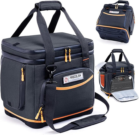 Double-Layer Travel Carrying Case for Jackery Explorer 1000 v2 – Hard Molded Bottom, Side Ventilation & Front Pockets, Portable Power Station Storage Bag for Jackery Accessories & Solar Generator