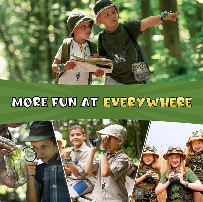 Walkie Talkies Set for Kids, Outdoor Camouflage Adventure Gear Toys, Adventure Hunting Game Toys Gifts, Children's Binoculars, for Boy Girls Aged 6+