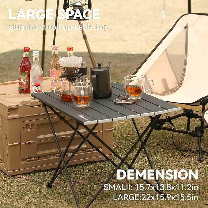 MOON LENCE Ultralight Folding Camping Table, Compact,Portbale with Carry Bag, for Outdoor Cooking, Picnic, Camp, Boat, Travel (Black - S)