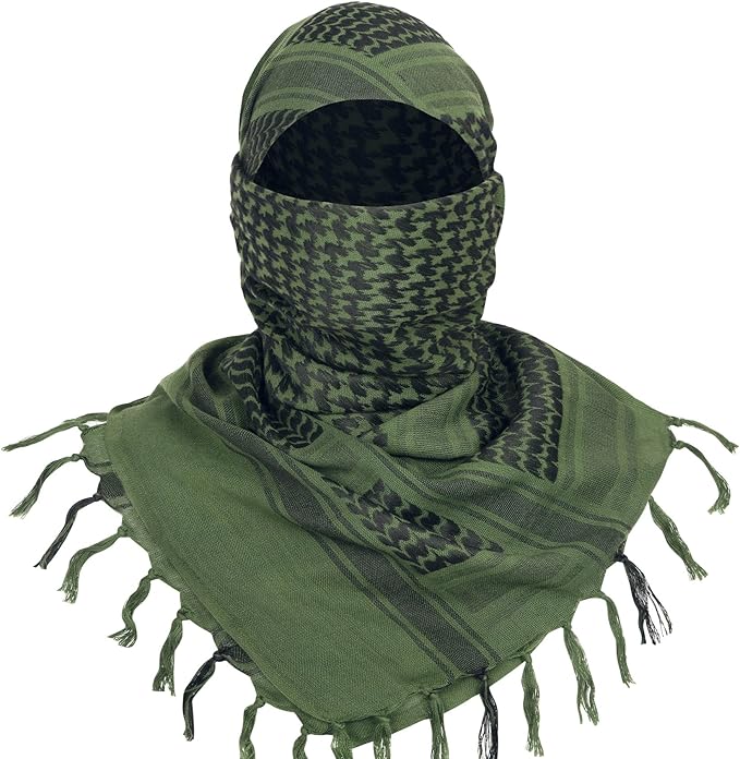 Aonal Military Shemagh Tactical Desert Scarf, 100% Cotton Keffiyeh Neck Head Scarf Wrap for Men Women
