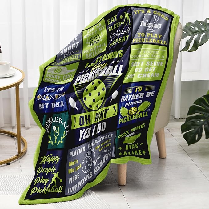 Pickleball Gifts for Women Men Funny, Gifts for Pickleball Lovers, Pickle Ball Gift Ideas for Birthday Christmas Fathers Day Mothers Day, Pickle Ball Accessories, Sport Present Fleece Blanket 60"×50"