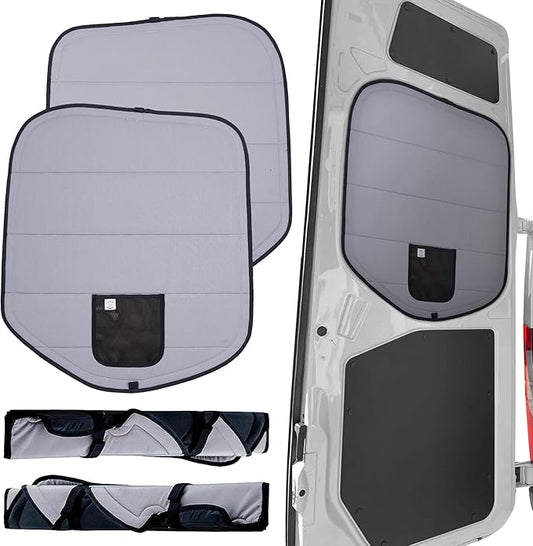 Living in a Bubble Insulated Blackout Rear Window Covers (Pair) for Mercedes Sprinter Van Year 2019-2026, VS30 (Full Metal Door - Bare Metal Frame)