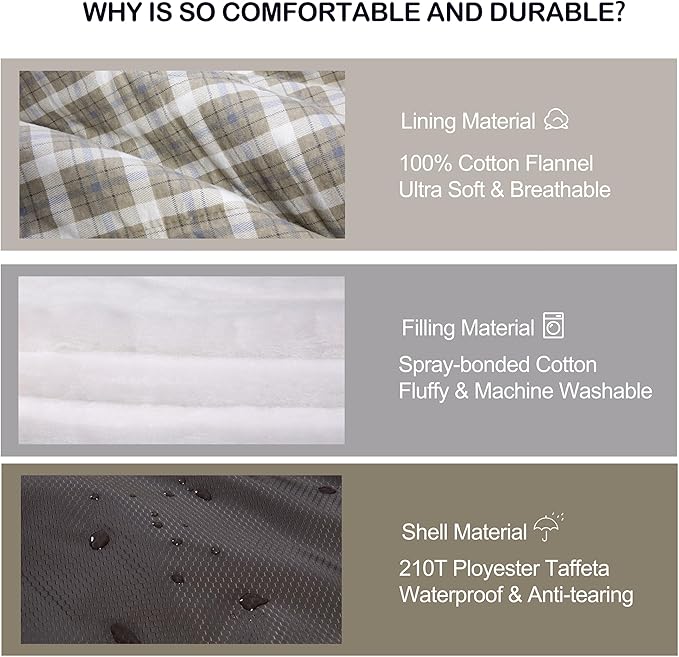 HiZYNICE Cold Weather Sleeping Bag 100% Cotton Flannel XXL for Adults Big and Tall,Free Compression Sack