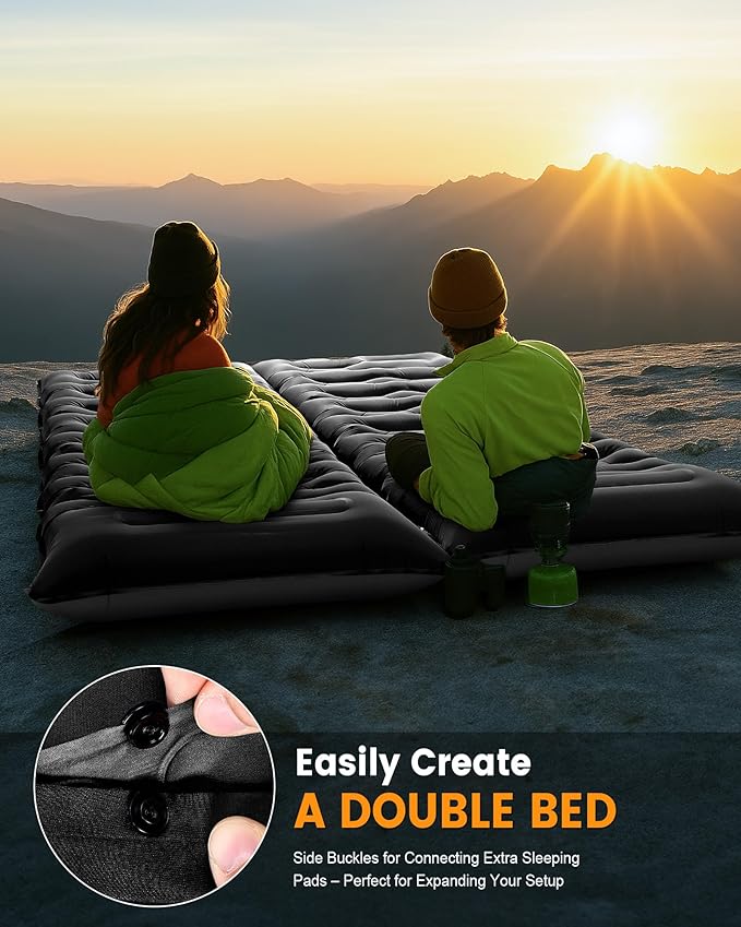 Camping Sleeping Pad,5.9 Inch Thick Camping Mat with Built in Pillow and Foot Pump,Self Inflating Sleeping Pad for Camping Backpacking（Green