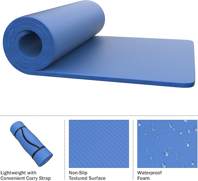 Foam Sleeping Pad for Camping - 1.25-Inch-Thick Waterproof Sleep Pad with Carry Straps for Cots, Tents, or Sleepovers by Wakeman Outdoors (Black)