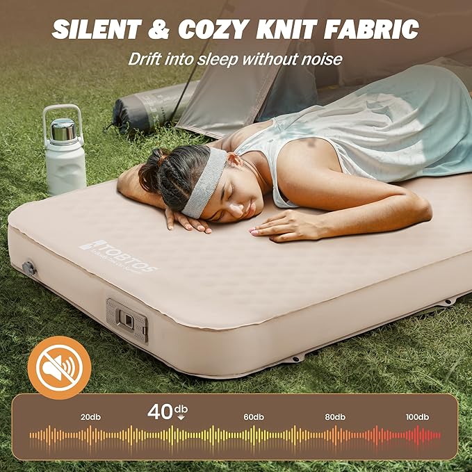 TOBTOS 4" Thick Self Inflating Sleeping Pad with Electric Pump, 60s Inflate Ultra-Compressible Compact Foam Camping Mattress, Insulated Sleeping Mat for Tent, Car, Camping