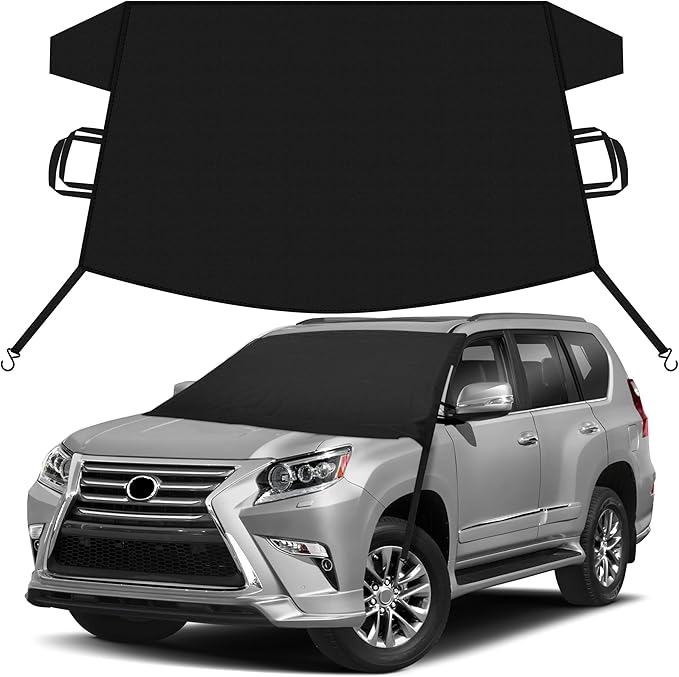 EcoNour Car Snow Cover Compatible for Lexus GX 460 | Windshield Cover for Ice and Snow with S-Hook Straps | Heavy-Duty 600D Oxford Winter Car Cover, Waterproof & Anti-Slip