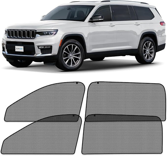CLIM ART Magnetic Car Window Shades for Jeep Grand Cherokee L 2021-2026– Custom-Fit Sun Blocker Curtains, Side Window Covers, Essential Car Accessories for Camping, Baby,and Privacy Protection- MS0227