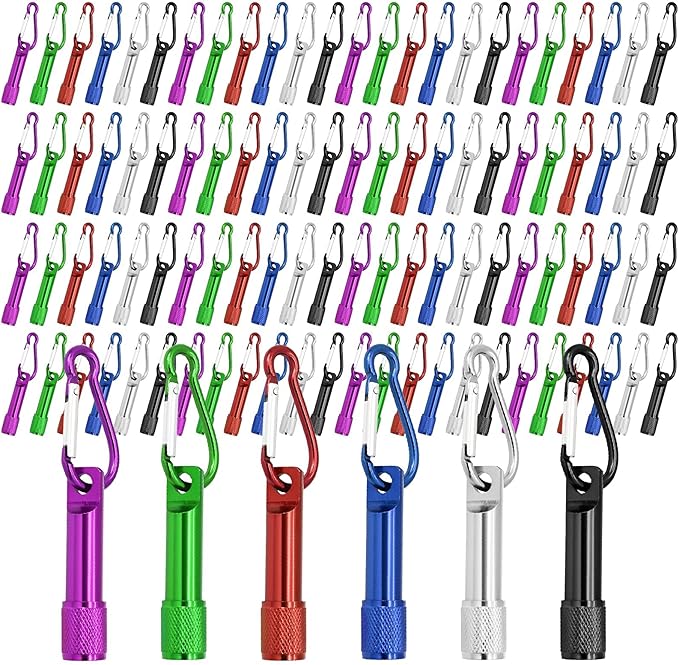 78Pcs Mini Keychain Flashlights Bulk with Metal Carabiner - Ultra-Bright LED Emergency Lights for Camping Cycling, Survival Kits (78)