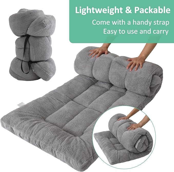 Thick Camping Sleeping Pad - Lamb Fluff Camping Cot Pads for Adult, Soft Sleeping Mat, Non-Slip Camping Mattress Pad for Camp Cot/Rv Bunk/Narrow Twin Beds