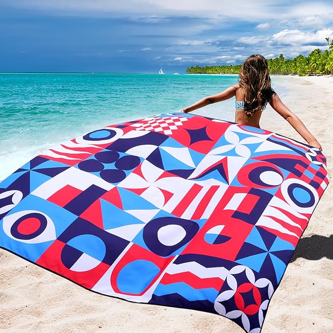 HIHOHO Beach Blanket Waterproof Sandproof Extra Large Beach Mat 79" X 83"/120"x108"for 1-8 Adults Quick Drying Durable Outdoor Picnic Mat for Beach Travel Camping Hiking