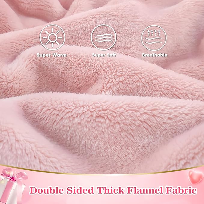 Waitu Wearable Blanket Sweatshirt Gifts for Women and Men, Super Warm and Cozy Giant Blanket Hoodie, Thick Flannel Blanket with Sleeves and Giant Pocket - Pink