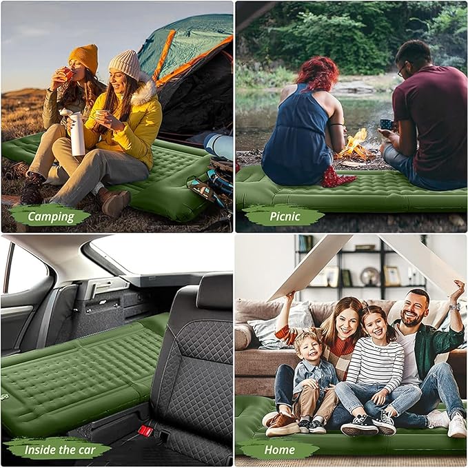 SEVNPRIME 78in x 29in x 5in Camping Sleeping Pad, Upgraded Durable Waterproof Compact Traveling Air Mattress, Built-in Foot Pump, Ultralight Inflatable Sleeping Mat for Backpacking, Hiking
