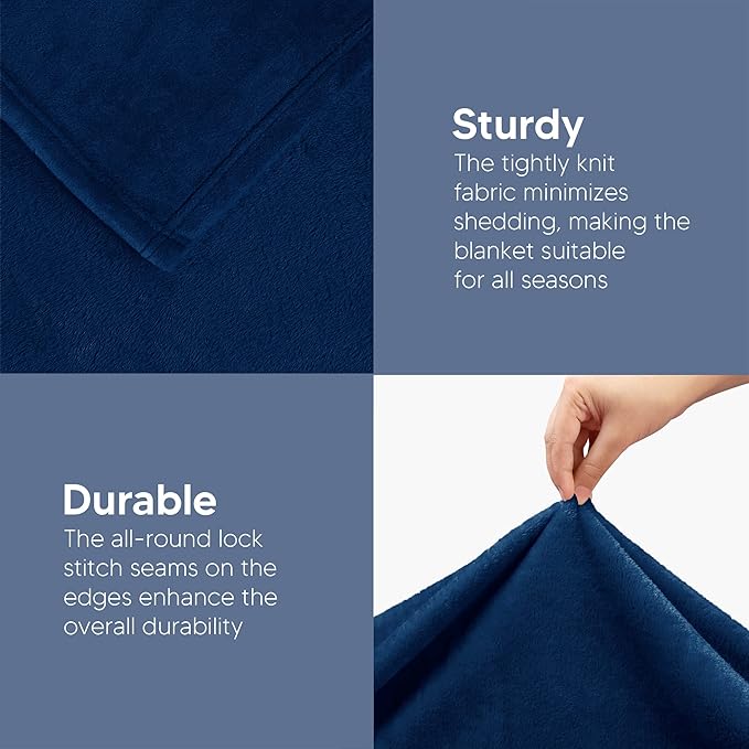 Utopia Bedding Fleece Blanket Queen Size Navy (90x90 Inches) Ultra Soft Warm Lightweight Microfiber Breathable Anti-Static Cozy Winter Bed Blanket, All-Season Home Decor Gift for Men & Women