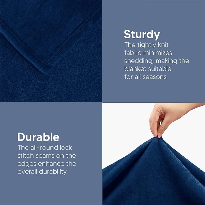 Utopia Bedding Fleece Blanket Twin XL Size Navy 300GSM Luxury Anti-Static Fuzzy Soft Microfiber Dorm Bed Blanket (90x76 Inch)