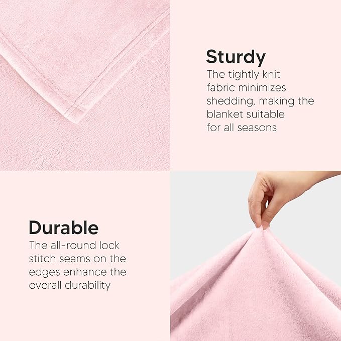 Utopia Bedding Fleece Blanket Throw Size Pink 300GSM Luxury Anti-Static Fuzzy Soft Microfiber Blanket for Couch, Sofa and Bed (50x60 Inch)