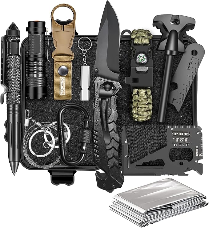 Gifts for Men Dad Husband - Fathers Day, Anniversary Birthday Gifts Idea for Him Boyfriend Man- Survival Kit 14 in 1, Survival Gear and Equipment, Fishing Hunting Camping Accessories, Cool Gadgets