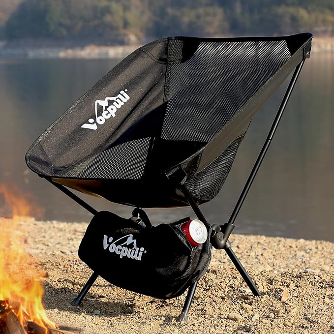 Camping Chair, Lightweight Folding Backpacking Hiking Chair, Compact Portable 330 lbs Capacity，Gifts for Men (Black -1pack