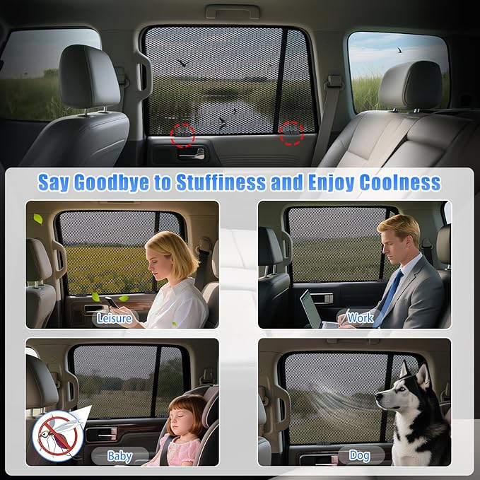 ZATOOTO Car Window Shades Toyota 4Runner 2017-2024 for Rear Window | Sun Shade for Baby & Pets | Blocks 99% UV Rays & Heat | Breathable Mesh for Privacy & Bug Protection | Camping & Travel