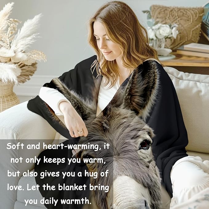 Donkey Flannel Blanket, Donkey Gifts, Animal-Themed Blanket for Women, Soft Lightweight Throw Blankets for Bed Home Travel Decor 60" x 80"