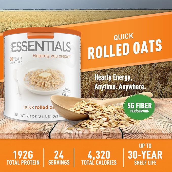 Emergency Essentials Quick Oats #10 Can|Bulk Instant Oatmeal for Long Term Storage|24 Servings,Survival Pantry Supply, Shelf Stable Up to 30 Years