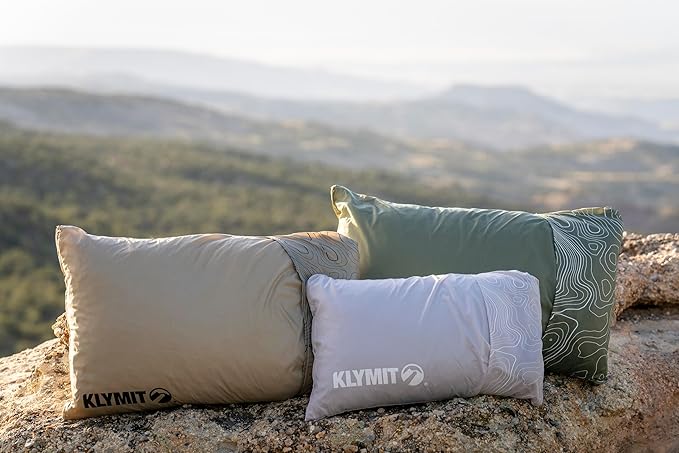 Klymit Drift Camping Pillow | Lightweight, Travel Head Rest for Sleep Filled with Shredded Memory Foam, Reversible Outer Cover for Extended Use, Large Size — Orchid