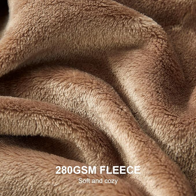 Hansleep Fleece King Size Blanket for Bed Camel, Super Soft Flannel Fuzzy King Size Plush Cozy Blanket for All Seasons, Camel, King 90x108 Inches