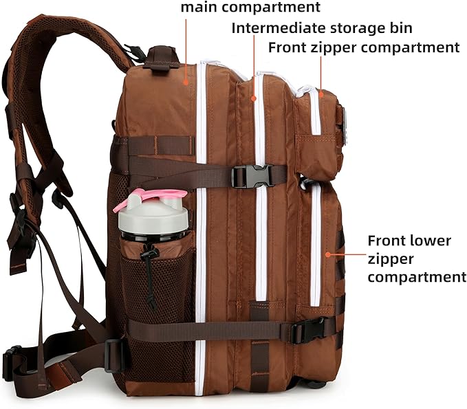 Lovelinks21 45L Tactical Assault Backpack 3 day assault pack with Molle Waterproof backpack Rucksack for Tactical Backpacks (Dark brown)