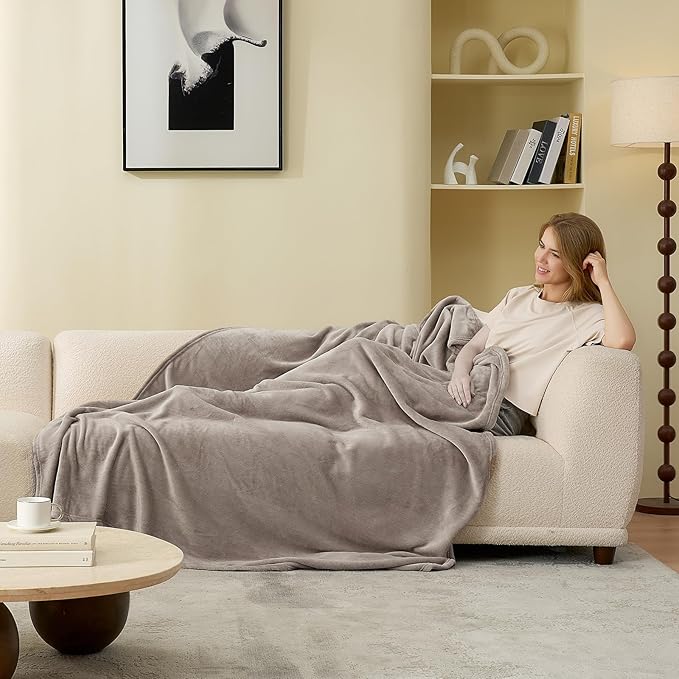 Hansleep Fleece Mocha Brown Twin Blanket, Soft Flannel Fuzzy Plush Cozy Blanket for All Seasons, Mocha Brown, Twin 60x80 Inches