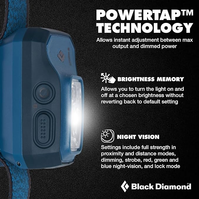 BLACK DIAMOND Storm 500-R Rechargeable Headlamp | 500 Lumens Brightness | Micro-USB Charging | Waterproof & Compact | Camping, Hiking, Running | Azul