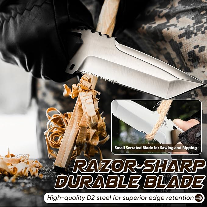 Purple Dragon Tanto Knife with Sheath - Fixed Blade Knife with D2 Steel Blade and G10 Handle - Camping Knives for Bushcraft - Survival - Hiking - Ideal Christmas Gift for Men and Women