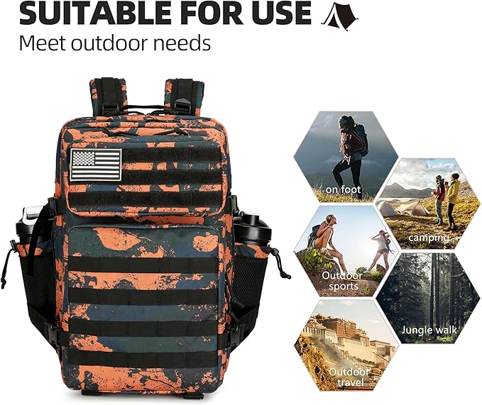 Lovelinks21 45L Tactical Assault Backpack 3 day assault pack with Molle Waterproof backpack Rucksack for Tactical Backpacks (Mars Camo)