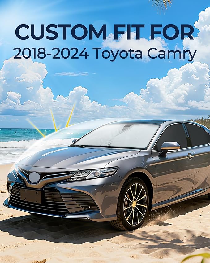for Toyota Camry 2018-2024 Car Window Shades, 8pcs Privacy Sun Shade Set for Front Windshield Side and Rear Windows, Full Window Covers Keeps Vehicle Cool for Camping Napping